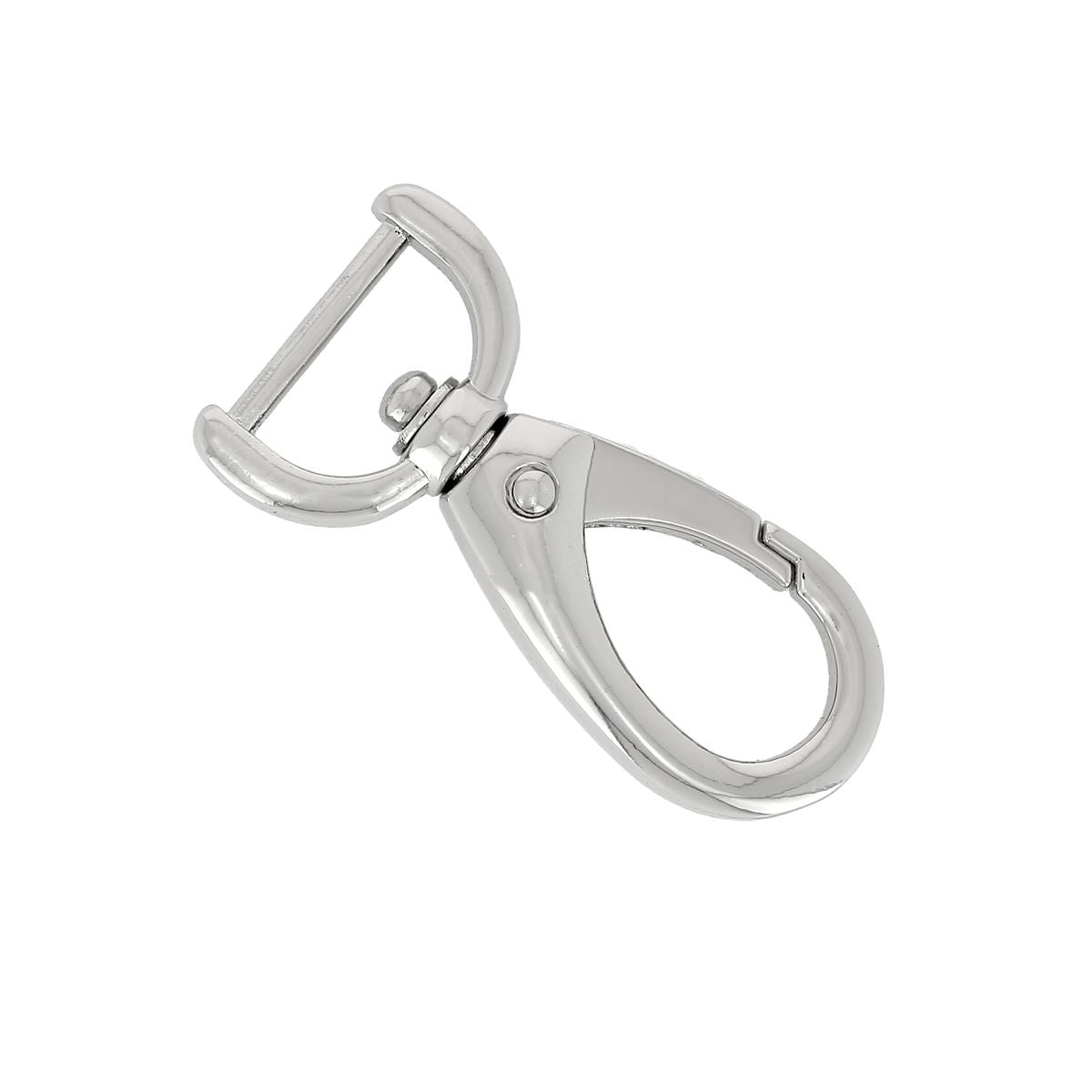 Mousqueton tournant ovale en bouclerie, attaché demi-ronde, en métal robuste pour fixation sécurisée.