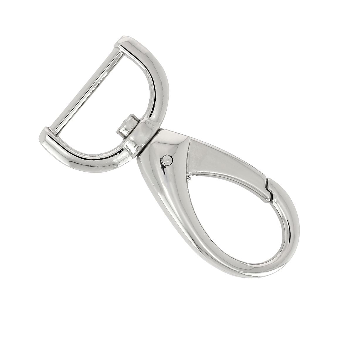 Mousqueton tournant ovale en bouclerie, attache demi-ronde, finition métallique, utilisé pour la fixation ou la sécurité.