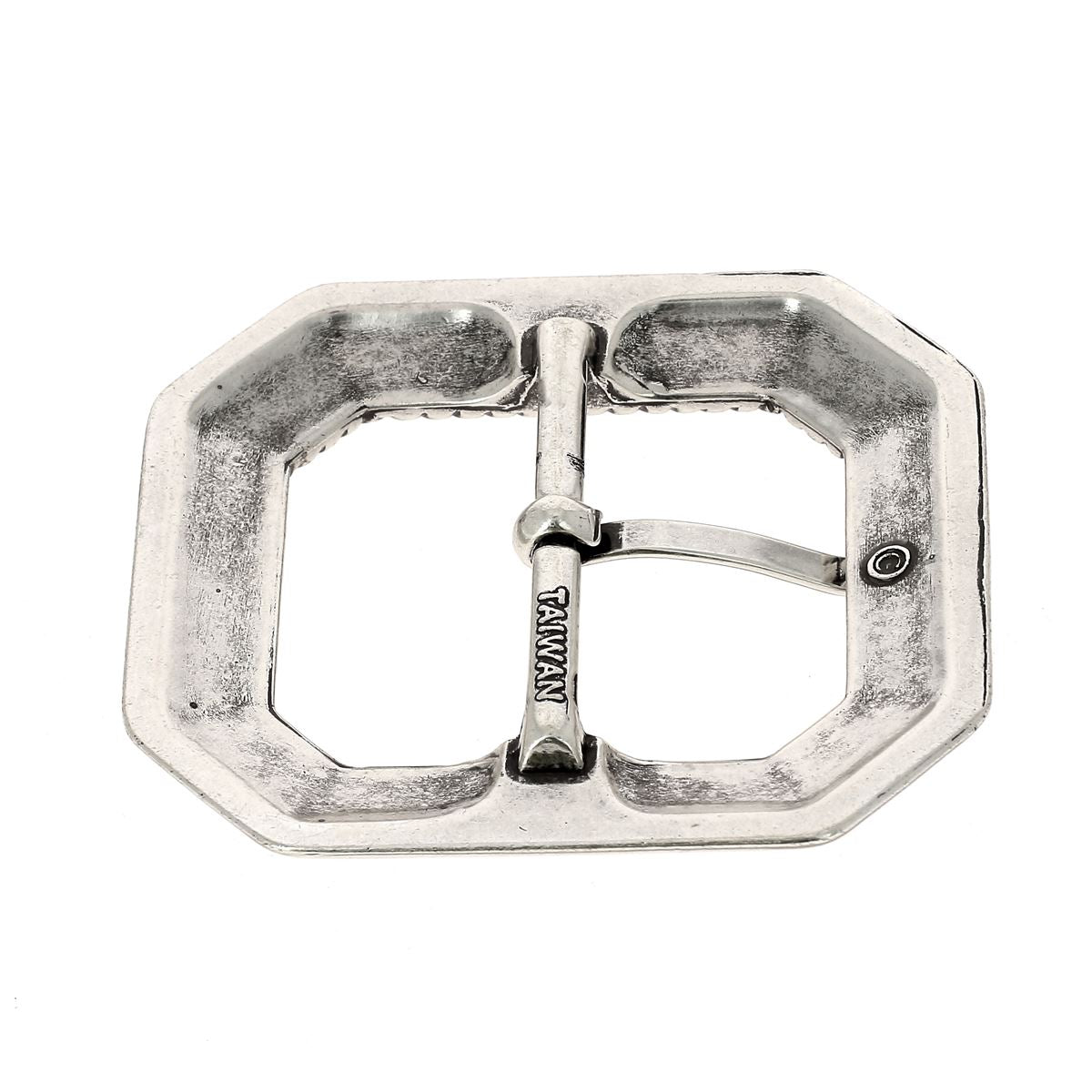 Boucle de ceinture double CODY en argent vieilli, 40mm, bouclerie de marque Ivan pour ceinture en cuir.