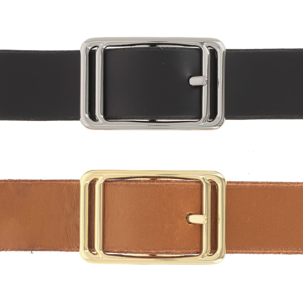 Boucle de ceinture double IKO de 30mm en bouclerie, en métal, vue de face sur fond neutre.