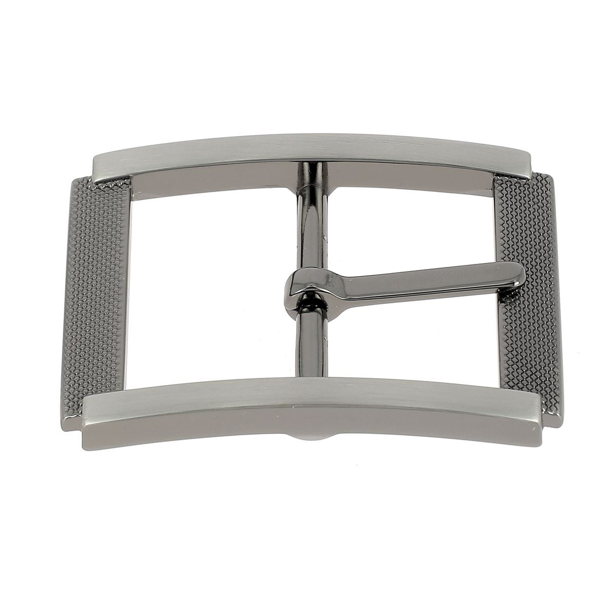 Boucle de ceinture double RUZ en canon de fusil satiné, 35 mm, accessoire de bouclerie pour ceinture élégante.