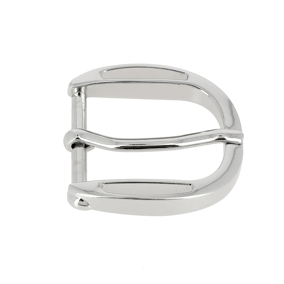 Boucle de ceinture DOL 30mm en bouclerie, finition métallisée, pour ceinture en cuir ou tissu, image en gros plan.
