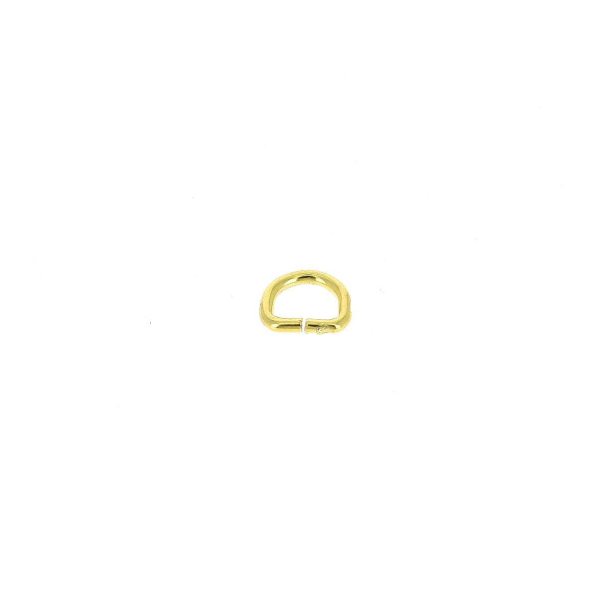 Anneau demi-rond en acier avec finition laiton, bouclerie robuste pour projets de bijouterie ou artisanat.