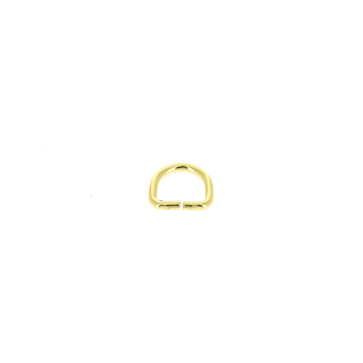 Anneau demi-rond en acier avec finition laiton, bouclerie robuste pour créations artisanales ou bijoux.