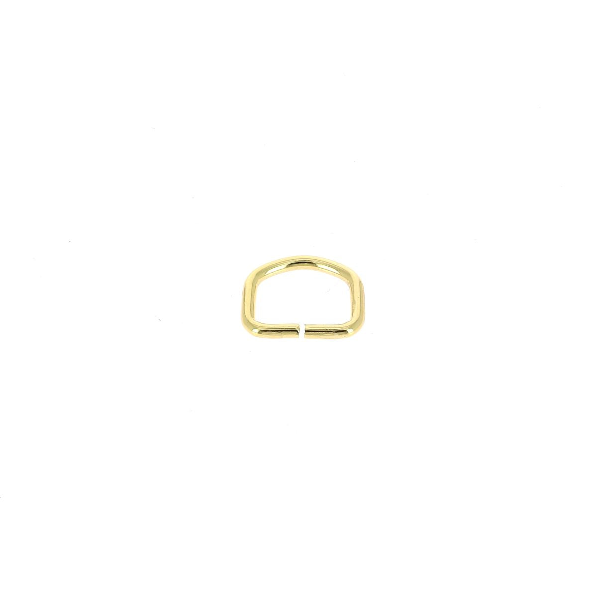 Anneau demi-rond en acier avec finition laiton, utilisé comme bouclerie pour bijoux ou artisanat.