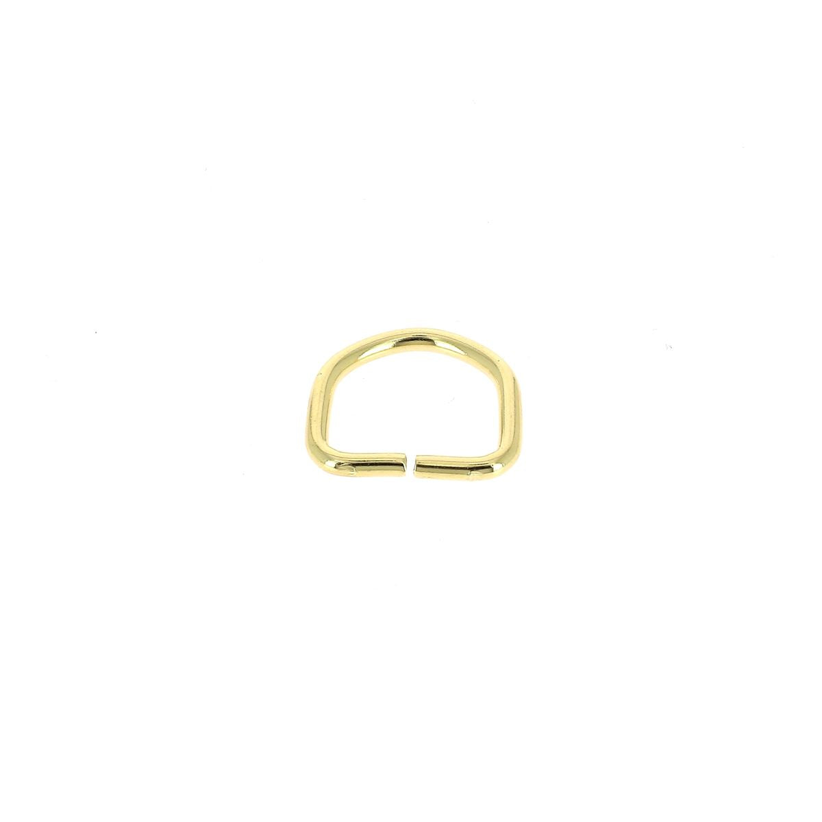 Anneau demi-rond en acier avec finition en laiton, de type bouclerie, pour applications artisanales ou de bijouterie.