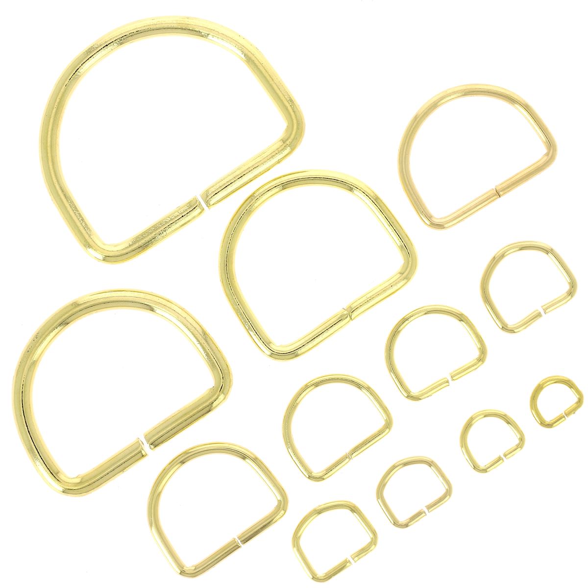 Anneau demi-rond en acier avec finition laiton, utilisé comme bouclerie pour travaux de bijouterie ou artisanat.