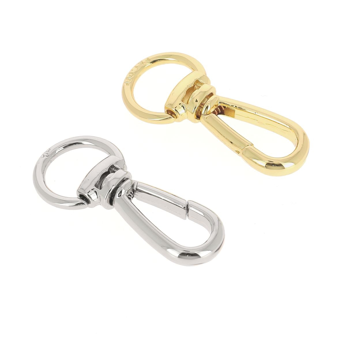 Mousqueton tournant à double articulation de 12mm, boucle ronde en métal, pour attaches et fixation sécurisée.