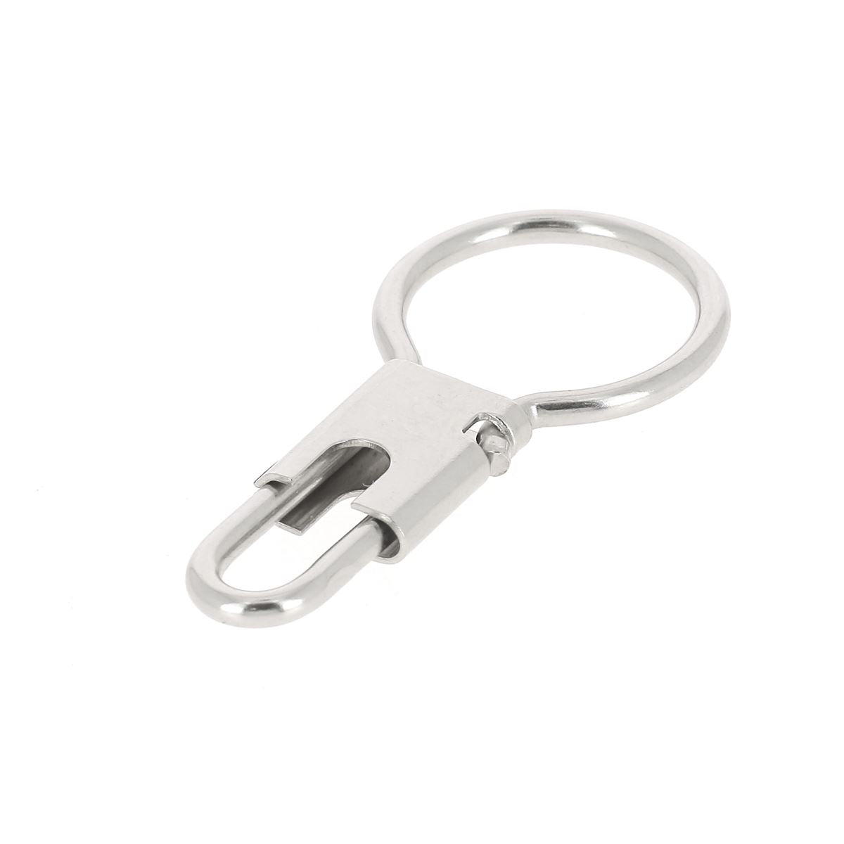 Anneau de porte-clés coulissant en bouclerie, acier robuste, avec mécanisme de glissement, pour clé ou accessoire.