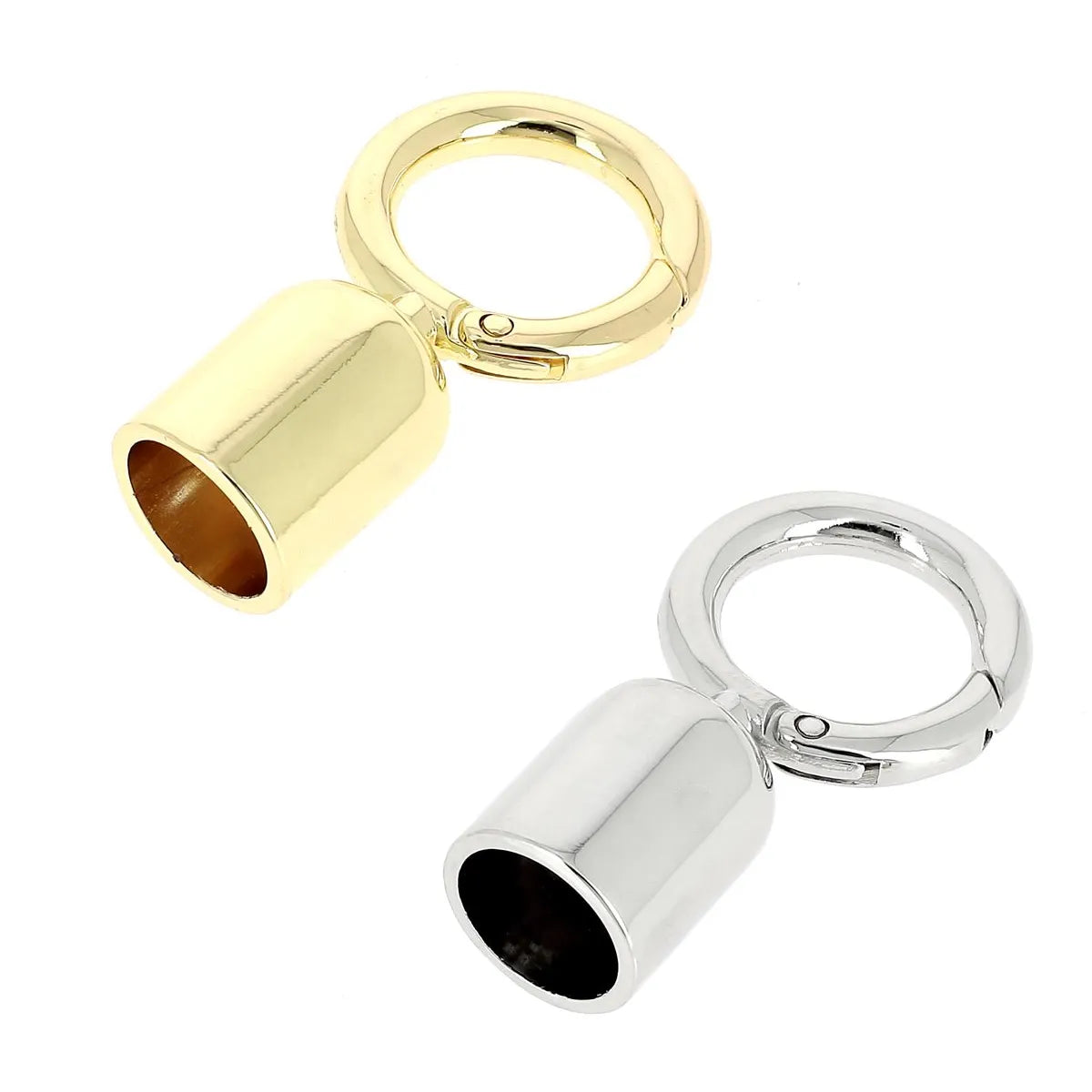 Porte-clé pompon rond de 13mm avec mousqueton, bouclerie en métal, pour accessoires ou clés, coloris variés.