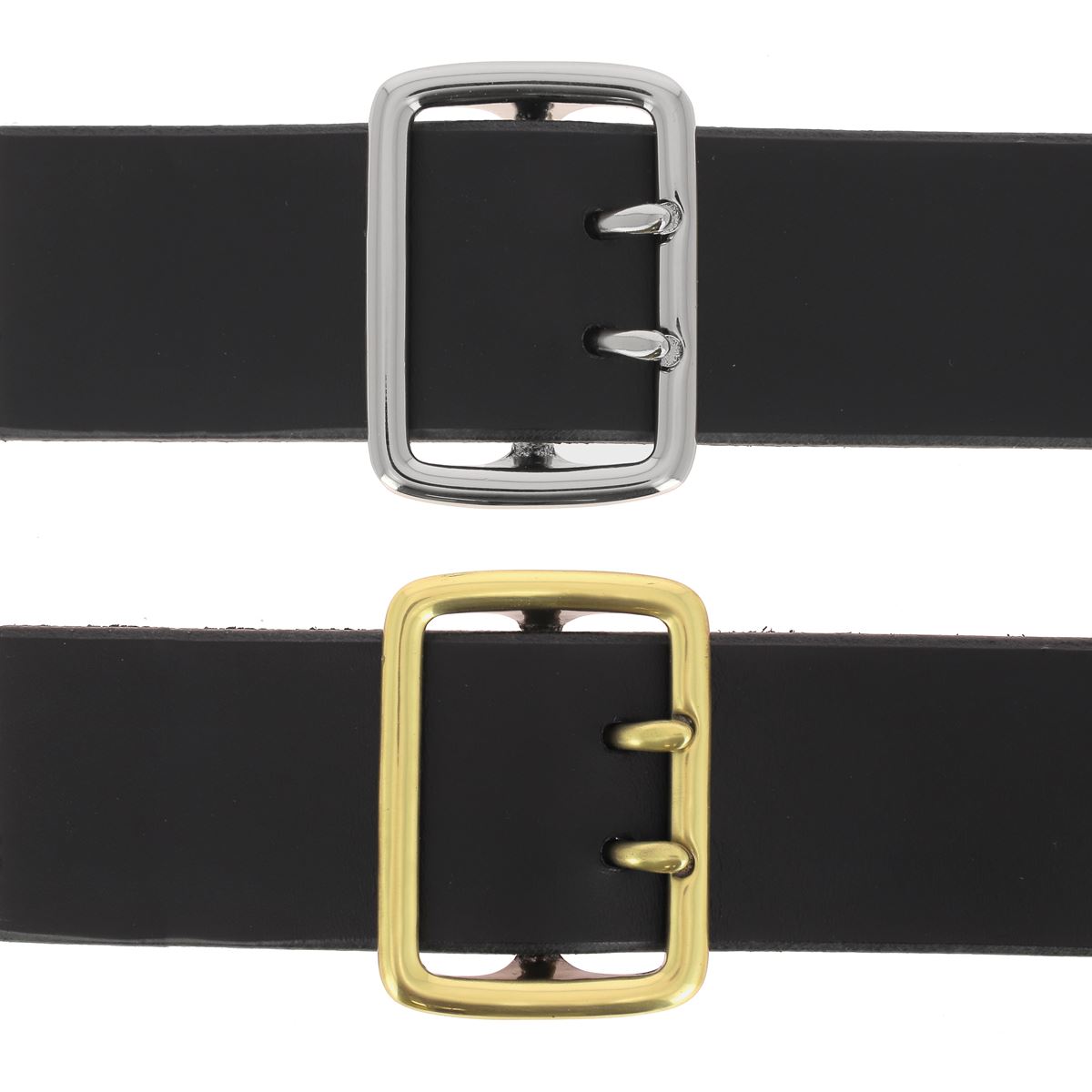 Boucle de ceinture double à double ardillon en laiton DAI, 40mm, avec bouclerie robuste pour ceinture élégante.