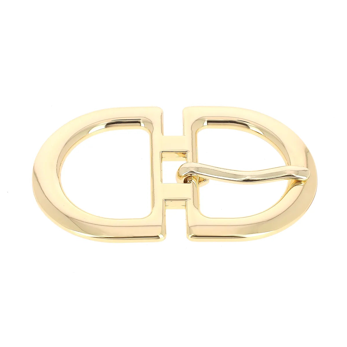 Boucle de ceinture double en doré clair de 30mm, pièce de bouclerie pour ceintures, finition élégante et robuste.