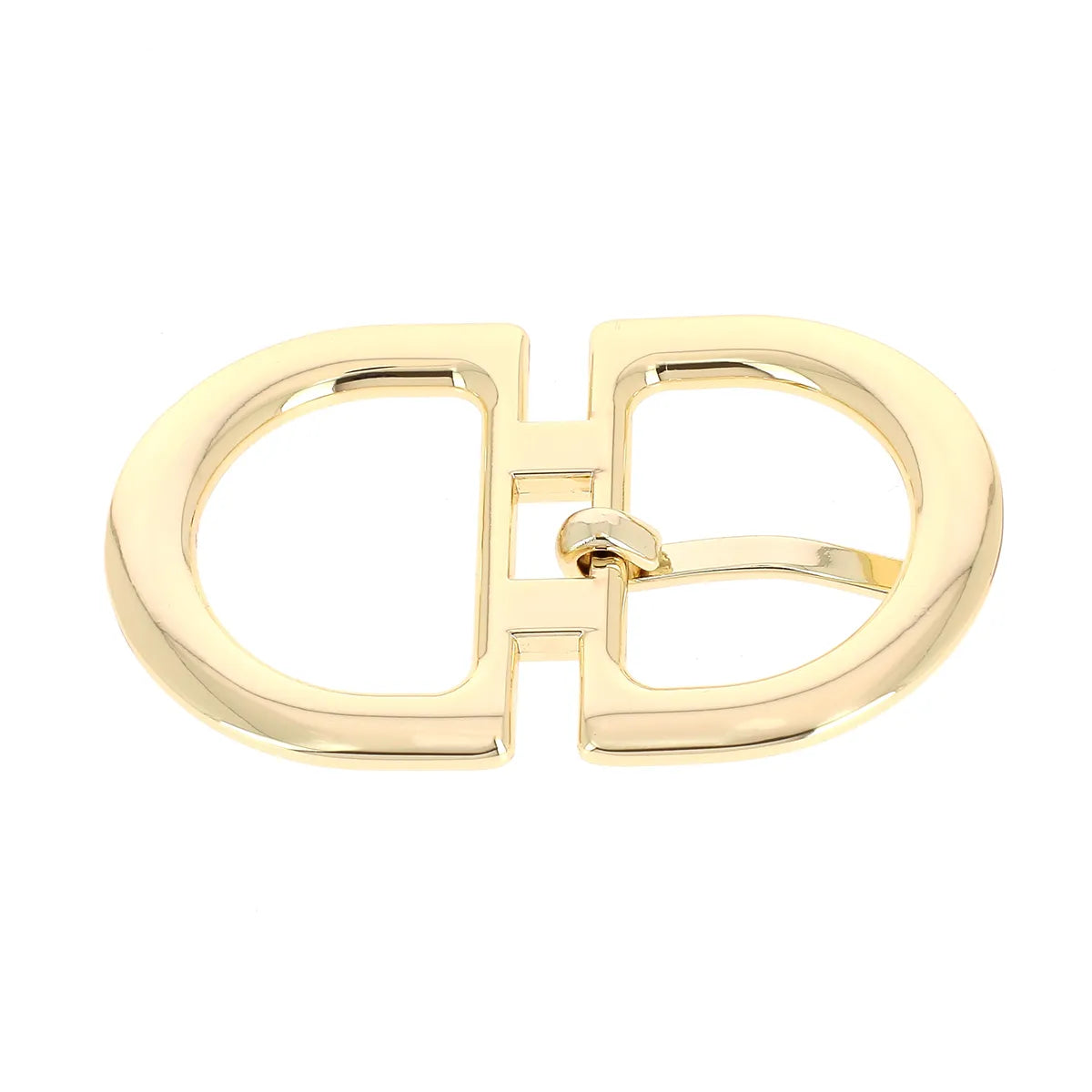 Boucle de ceinture double en doré clair de 30 mm, pièce de bouclerie pour ceinture, design élégant et robuste.