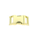 Fermeture clip en laiton, bouclerie de qualité, utilisée pour accessoires ou artisanat, vue détaillée sur la pièce.