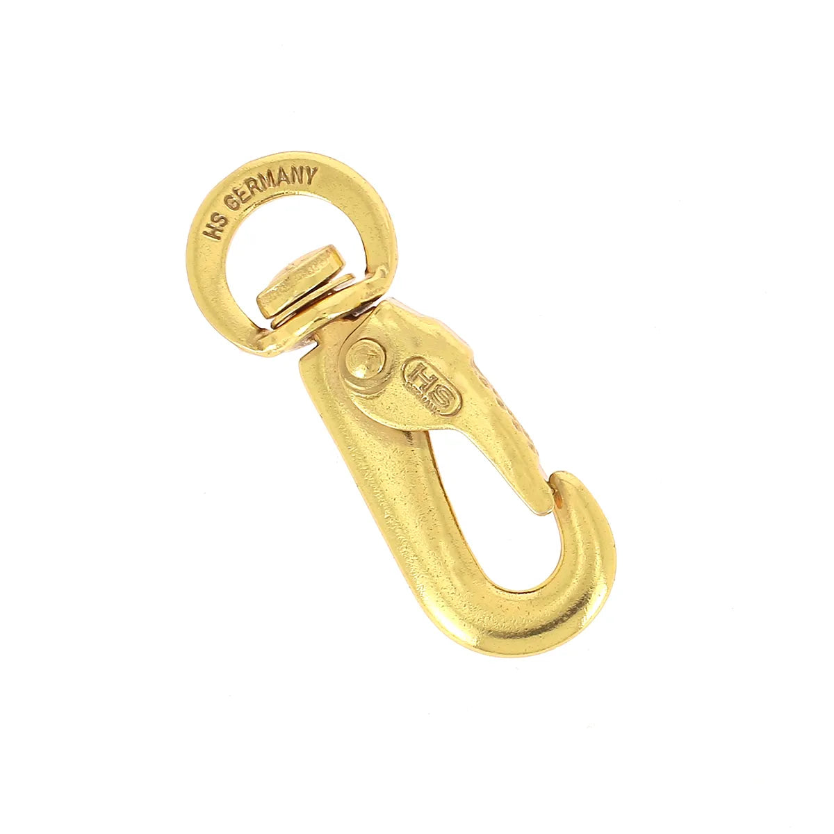 Mousqueton crochet plaqué or 0,2µ verni, bouclerie en métal doré, avec boucle métallique pour fixation