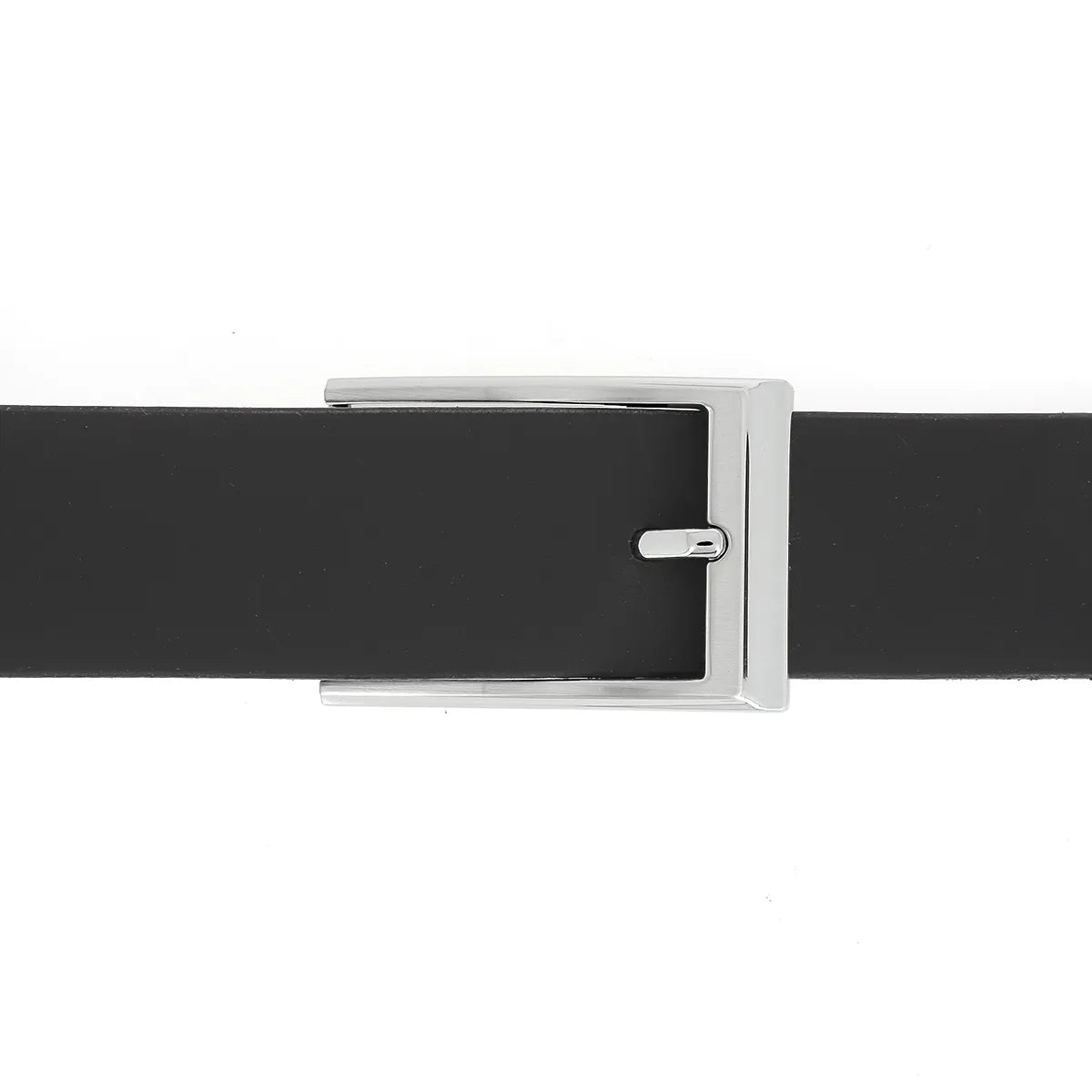 Ceinture en cuir noire de 3,5 cm de large avec boucle DIB nickelé