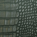 Peau de cuir de basane imitation crocodile verte, finition aniline, pour projets de maroquinerie ou décoration.