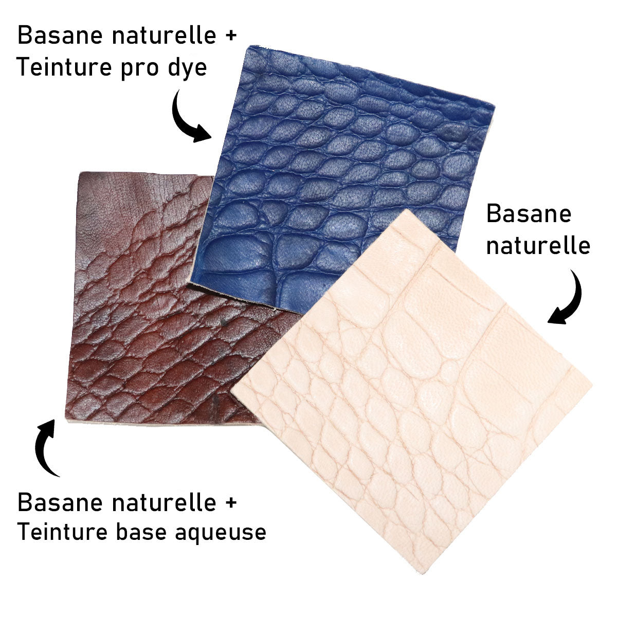 Peau entière de cuir de basane imitation crocodile naturelle, fabriquée en France, pour projets de maroquinerie ou décoration.