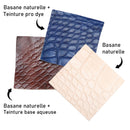 Peau entière de cuir de basane imitation crocodile naturelle, fabriquée en France, pour projets de maroquinerie ou décoration.