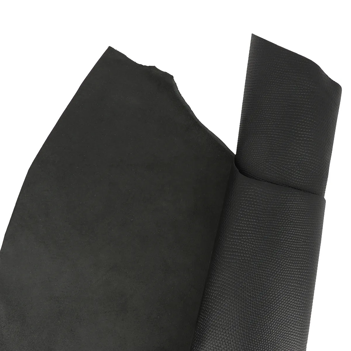 Peau de cuir de basane imprimé lézard noir, authentique, en cuir aniline, pour projets de maroquinerie ou couture.