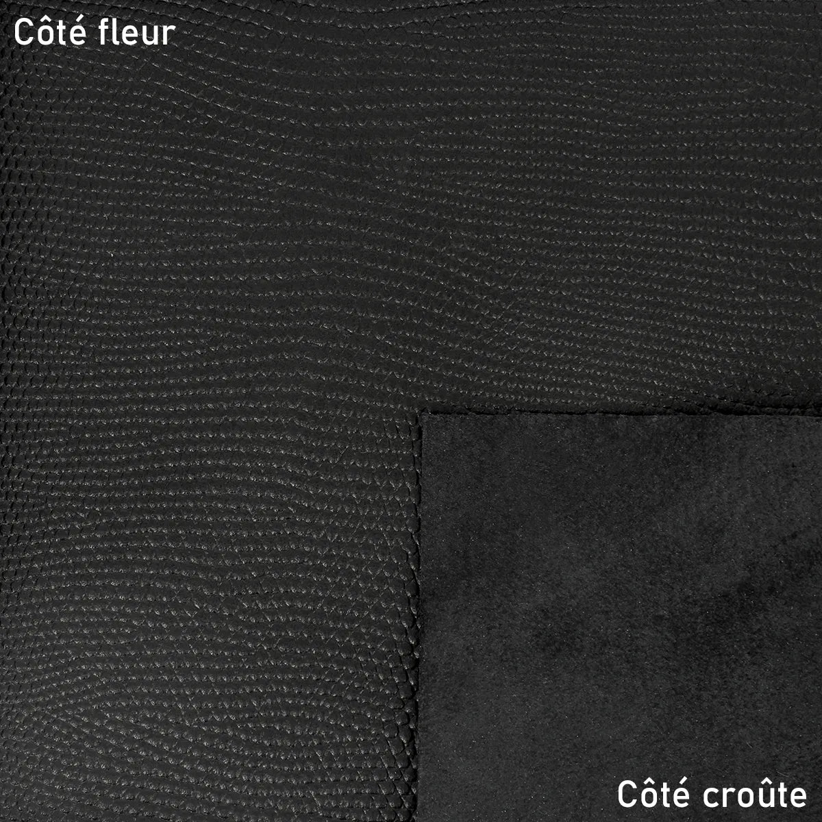 Peau entière de cuir de basane noire avec imprimé lézard, de marque Autres, en cuir aniline, pour couture ou maroquinerie.
