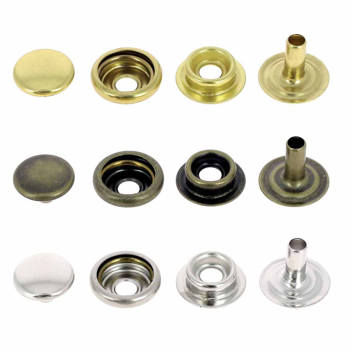 Lot de boutons pression FORT en laiton de 12 mm de diamètre, accessoires pour cuir, avec finition brillante.