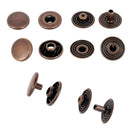 Lot de boutons pression en laiton Deco Cuir, diamètre 12mm, finition vieux cuivre, accessoires pour maroquinerie.