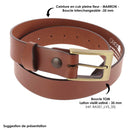 Boucle de ceinture en cuir pleine fleur marron de la marque Autres, boucle de 35mm pour ceinture TOM.