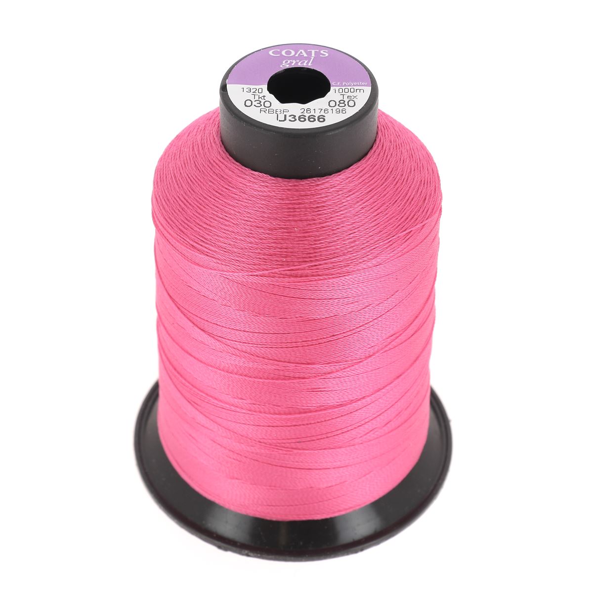 Bobine de fil polyester GRAL N°30 Coats, 1000m, rose fuchsia, mercerie pour couture et travaux manuels.
