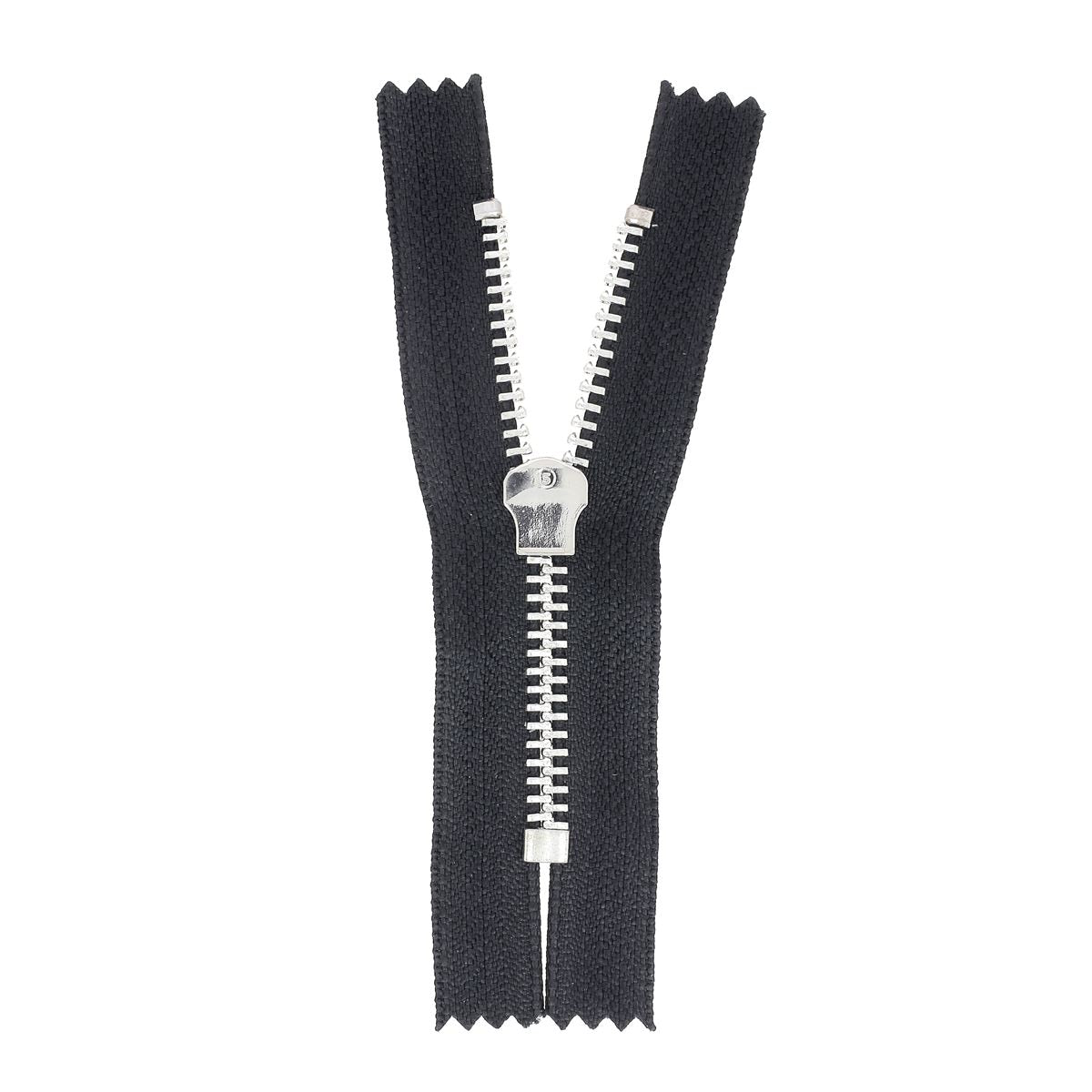 Fermeture à glissière en métal nickelé noir de 8,5 cm, 6 mm de largeur, pour articles de mercerie.