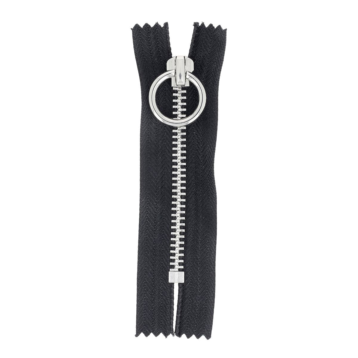 Fermeture à glissière en métal nickelé de 6mm, couleur noire, longueur 8,5cm, pièce de mercerie pour vêtements.