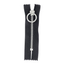 Fermeture à glissière en métal nickelé de 6mm, couleur noire, longueur 8,5cm, pièce de mercerie pour vêtements.