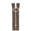 Fermeture à glissière en métal nickelé de 6mm, longueur 8,5cm, couleur marron, pour couture et mercerie.