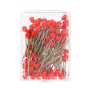 Boîte de 100 épingles à bout rond rouges pour mercerie, 50 x 1,3 mm, fabriquées par Autres, image claire de la boîte.