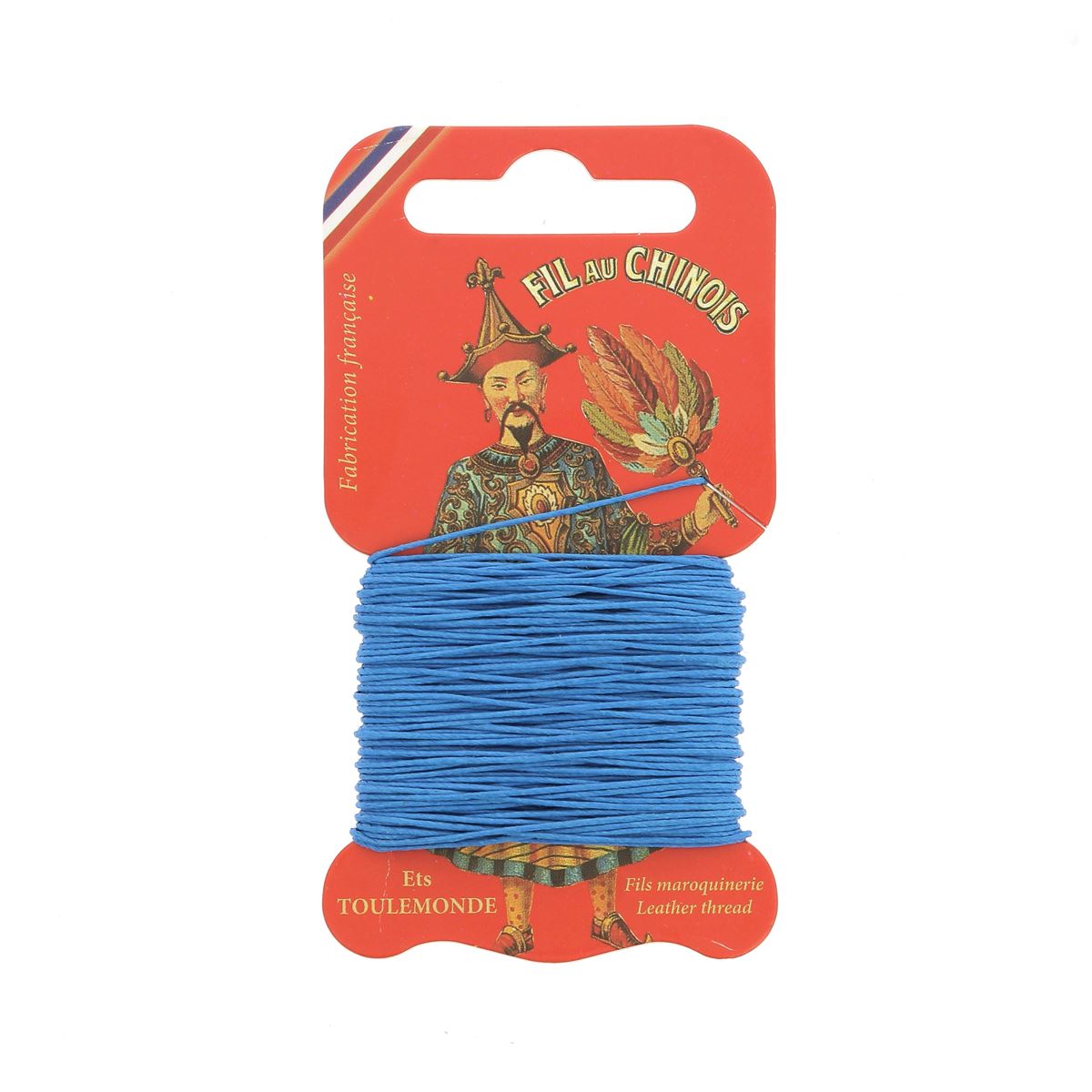 Cartonnette de 15m de fil de lin au Chinois câblé glacé, mercerie pour couture et broderie, image montrant le fil enroulé.