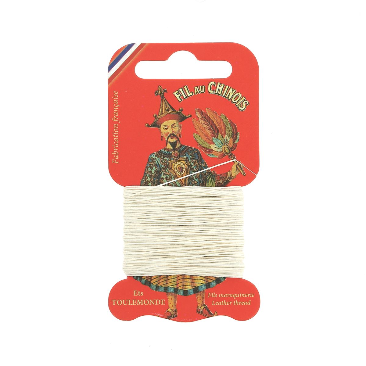 Cartonnette de 15m de fil de lin au Chinois, câblé glacé, pour couture et broderie, en mercerie.