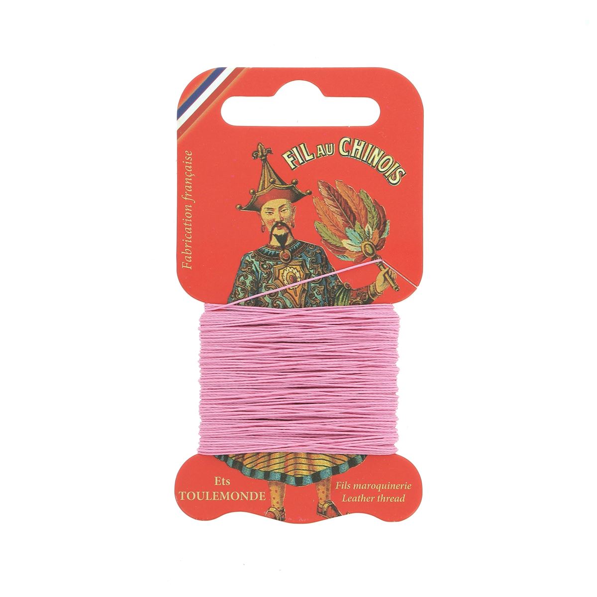 Cartonnette de 15m de fil de lin AU CHINOIS câblé glacé, mercerie pour couture et broderie, motif élégant.