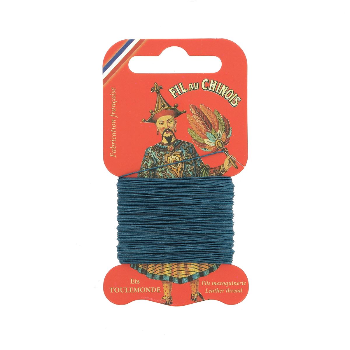 Cartonnette de 15m de fil de lin au Chinois câblé glacé, mercerie pour couture et broderie, couleur neutre.