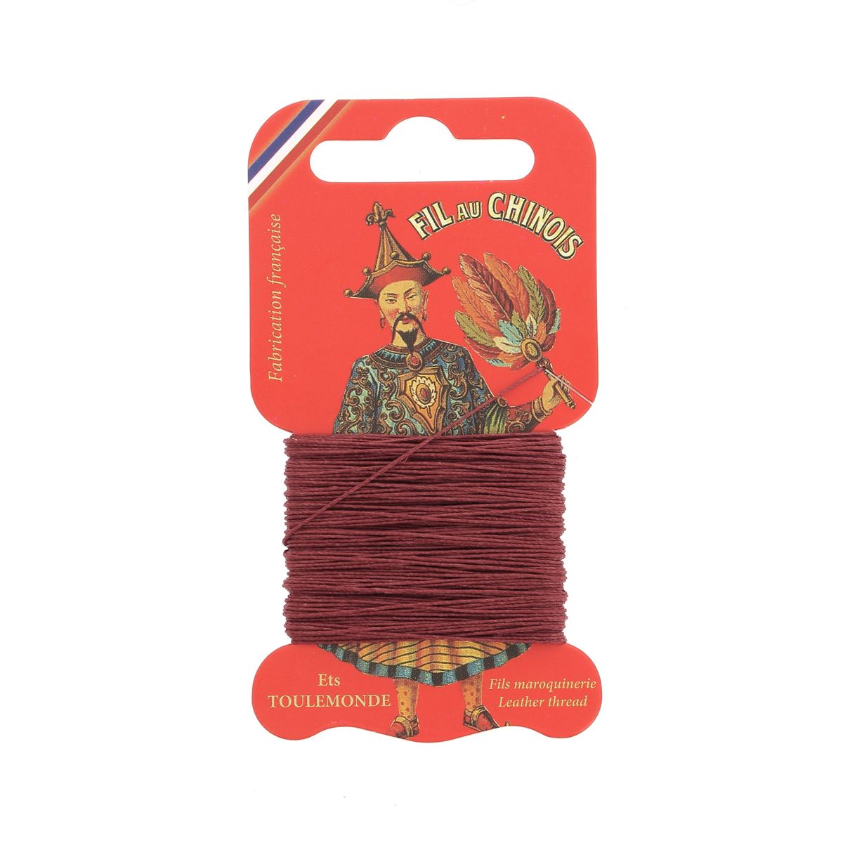 Cartonnette de 15m de fil de lin au Chinois câblé glacé, produit de mercerie pour couture et broderie.