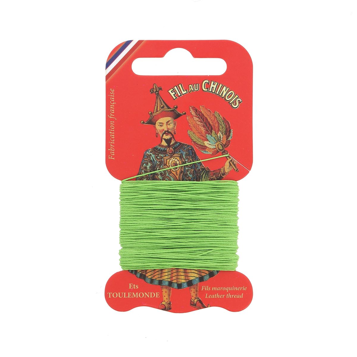 Cartonnette de 15m de fil de lin câblé glacé de la marque Fil au Chinois, idéale pour la mercerie et les travaux de couture.