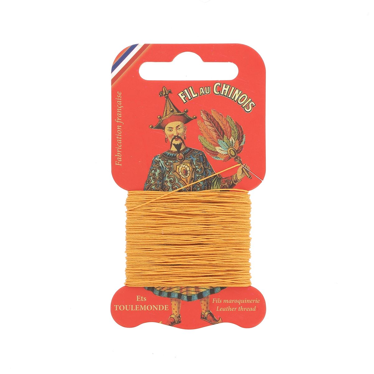 Cartonnette de 15m de fil de lin au Chinois, câblé glacé, pour mercerie, couleur 632, présenté en carton.