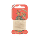 Cartonnette de 15m de fil de lin câblé glacé au Chinois, pour mercerie, visible en détail avec texture brillante et câble bleu glacé.