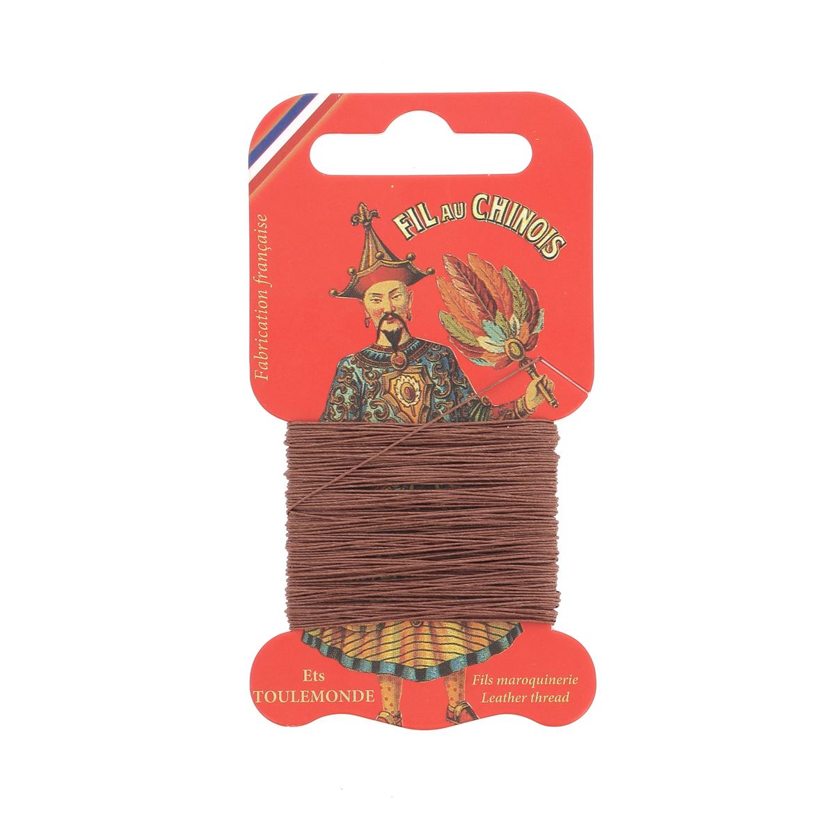 Cartonnette de 15m de fil de lin au chinois câblé glacé de la marque Fil au Chinois, enroulée sur une cartonnette.