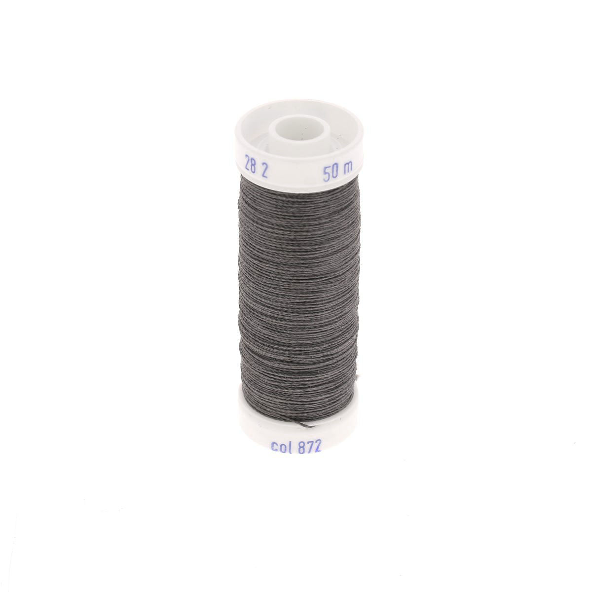 Bobine de fil polyester coton spécial maroquinerie Fil au Chinois, 28/2, 0,38mm, couleur ardoise, 50m.