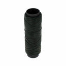 Bobine de 100m de fil polyester tressé et ciré vert foncé, diamètre 0,6mm, pour travaux de mercerie.