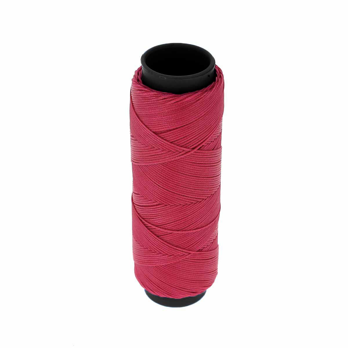 Bobine de 100m de fil polyester tressé et ciré, diamètre 0,6mm, couleur rose fuchsia, pour couture et mercerie.