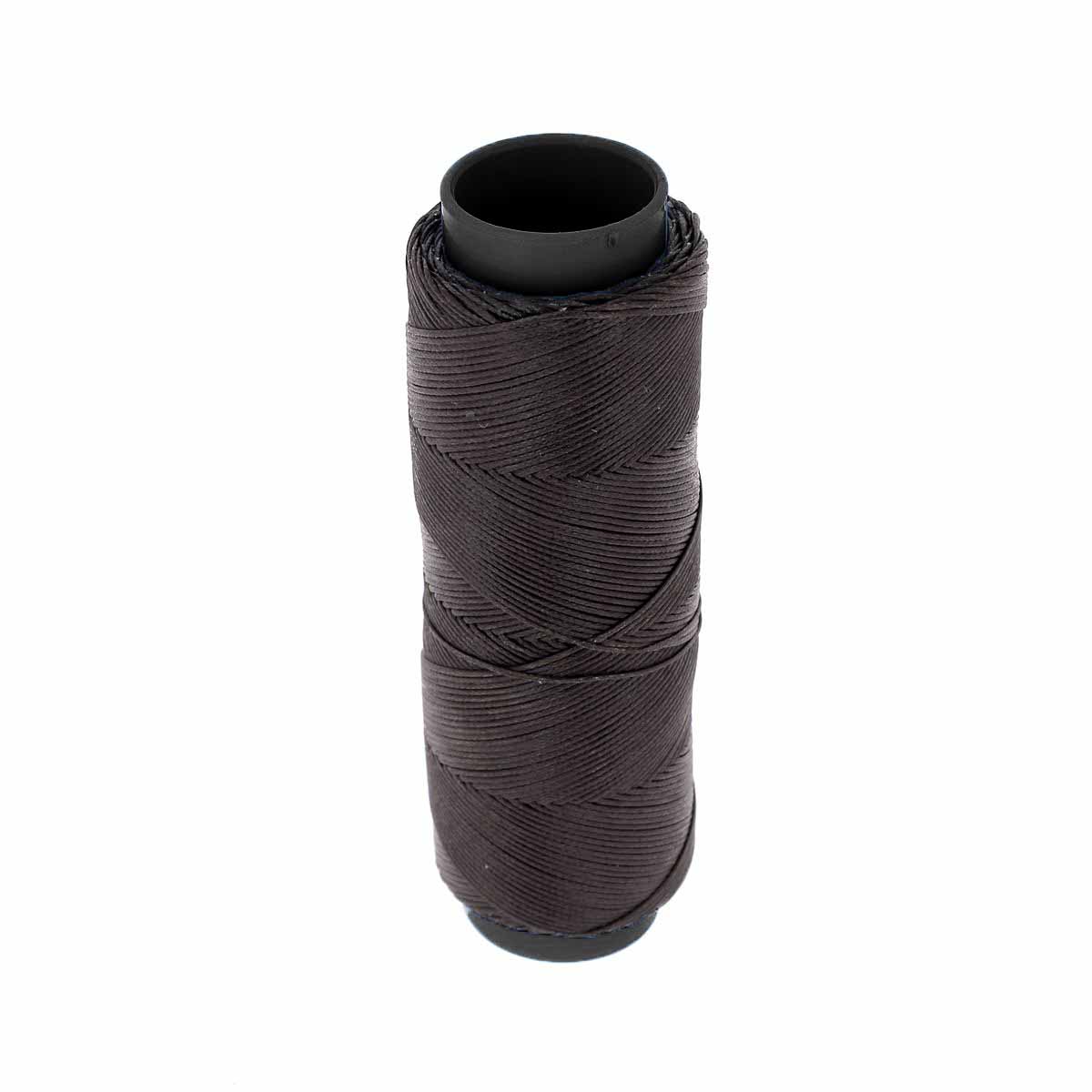 Bobine de 100m de fil polyester tressé et ciré en Ébène, diamètre 0,6mm, pour travaux de mercerie et couture.