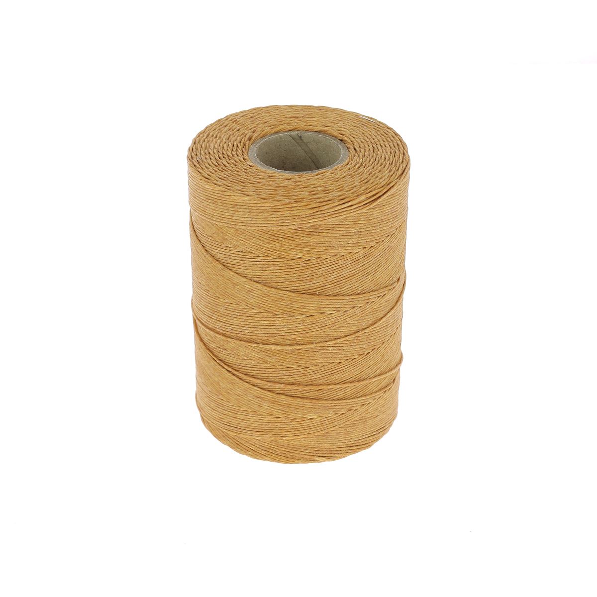Bobine de fil de lin poissé Campbell's couleur caramel au beurre, mercerie pour couture et travaux créatifs.