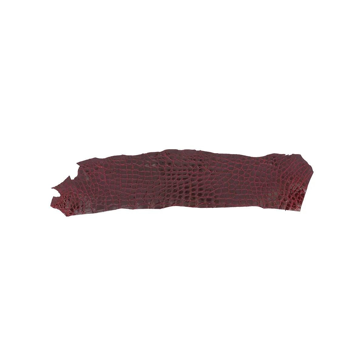 Petit flanc de cuir d'alligator couleur bordeaux. Cuir d'alligator idéal pour la création de bijoux