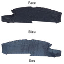 Morceau de cuir d’alligator bleu, flanc de cuir mat de haute qualité, pour projet de maroquinerie ou décoration.